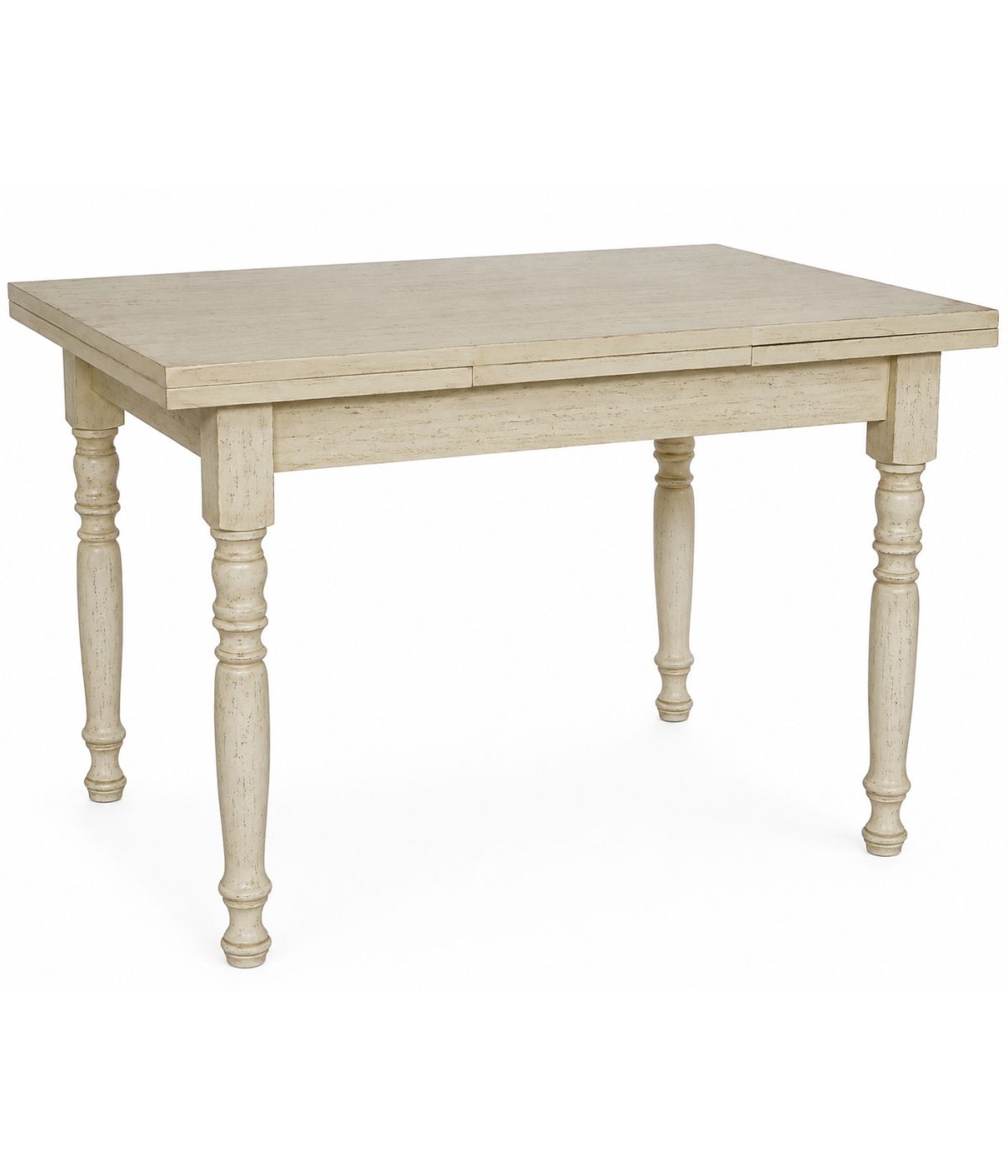 Tavolo Allungabile Legno Bianco anticato gamba tornita 100x70 120x80 140x80 160x85