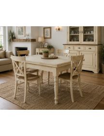 Tavolo Allungabile Legno Bianco anticato gamba tornita 100x70 120x8...