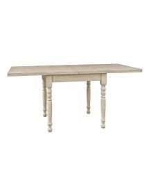 Tavolo quadrato Allungabile Legno Bianco anticato gamba tornita 80x...