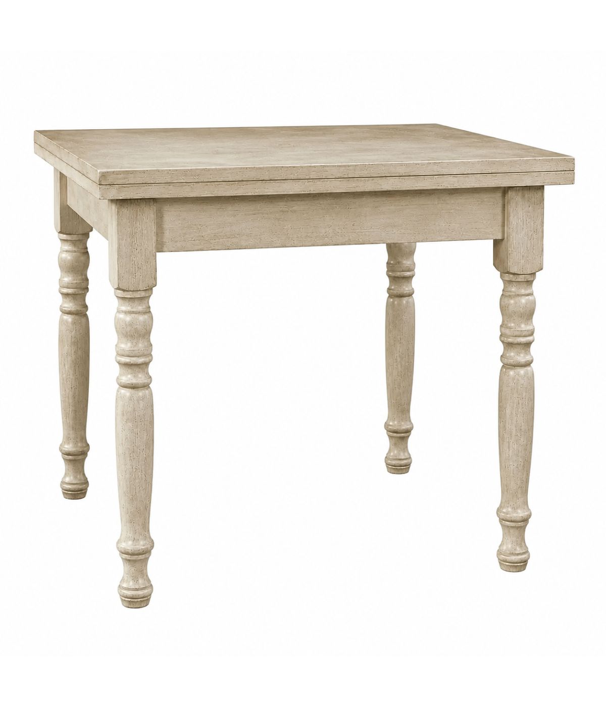 Tavolo  quadrato Allungabile Legno Bianco anticato gamba tornita 80x80 90x90 100x100