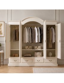 Armadio arte povera 4 porte 4 cassetti legno bianco 234X60X230