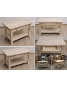 Tavolino rettangolare legno massello grezzo 80X47X50 (722)