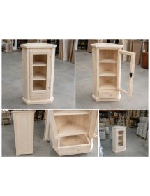 Mobile angolare vetrina 1 porta classico legno grezzo L.50 P.50 H.130 (724)