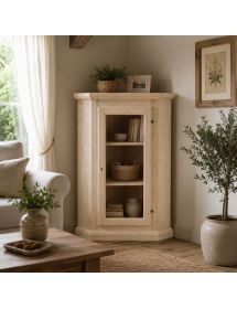 Mobile angolare vetrina 1 porta classico legno grezzo L.50 P.50 H.130 (724)