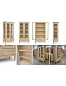 Vetrina 2 porte 2 cassetti classica legno grezzo 102x42x191 (952)
