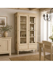 Vetrina 2 porte 2 cassetti classica legno grezzo 102x42x191 (952)