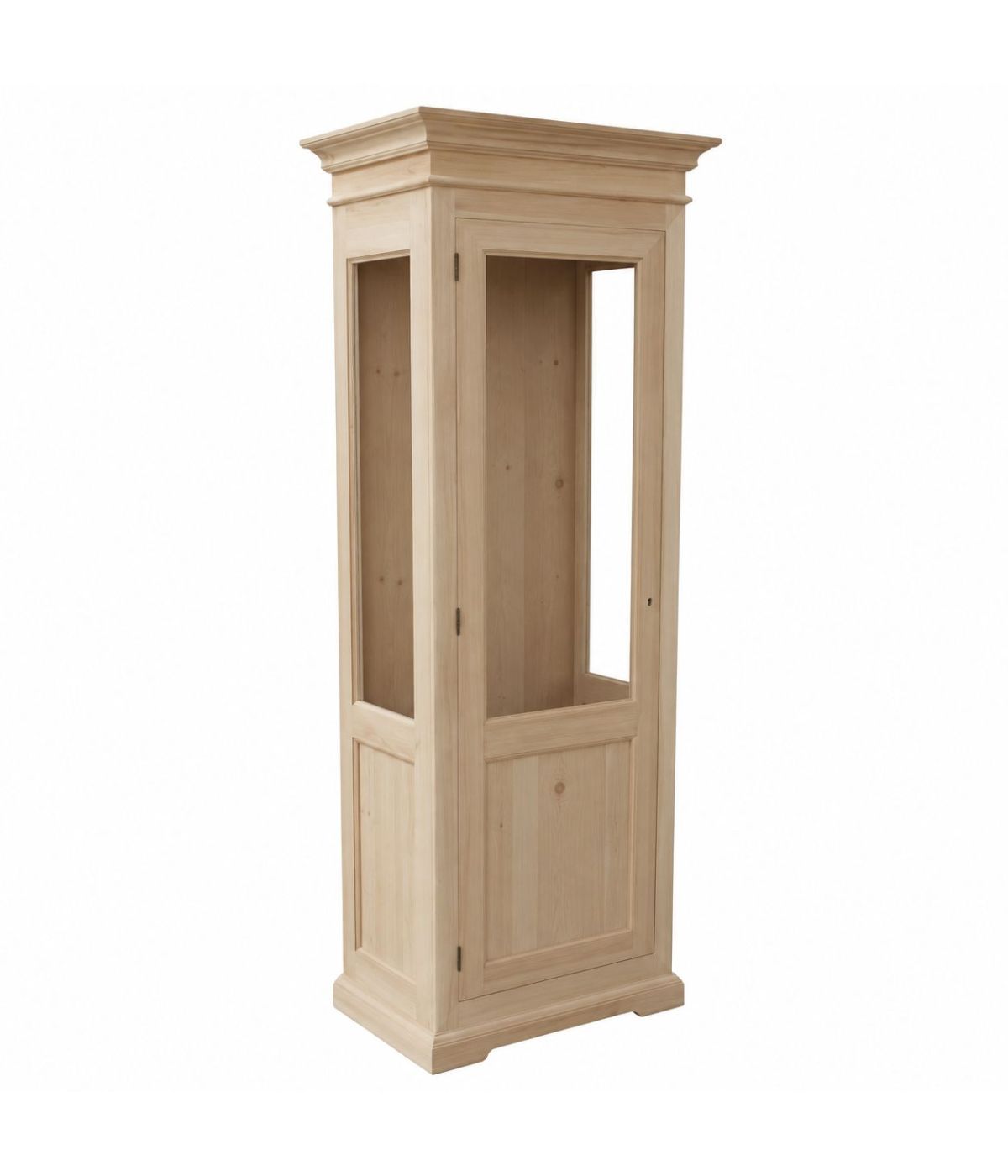 VETRINA CLASSICA 1 PORTA DX-SX IN LEGNO GREZZO L.86 P.51 H.215 (3127)