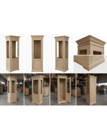 VETRINA CLASSICA 1 PORTA DX-SX IN LEGNO GREZZO L.86 P.51 H.215 (3127)