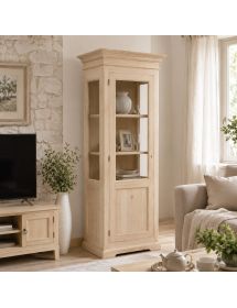 VETRINA CLASSICA 1 PORTA DX-SX IN LEGNO GREZZO L.86 P.51 H.215 (3127)