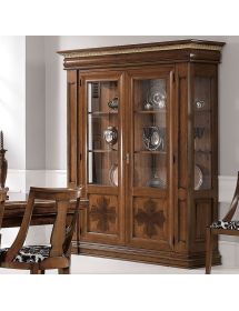 VETRINA CLASSICA 2 ANTE GREZZA IN LEGNO L.168 P.52 H.217 (153)