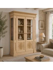 VETRINA CLASSICA 2 ANTE GREZZA IN LEGNO L.168 P.52 H.217 (153)
