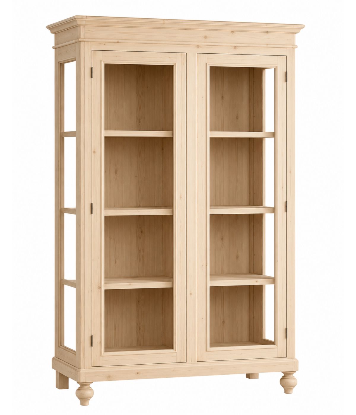 VETRINA CLASSICA 2 PORTE IN LEGNO GREZZO L.111 P.42 H.192 (1511)