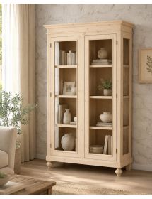 VETRINA CLASSICA 2 PORTE IN LEGNO GREZZO L.111 P.42 H.192 (1511)