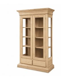 VETRINA CLASSICA 2 PORTE IN LEGNO GREZZO L.125 P.48 H.196 (606)