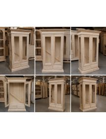 VETRINA CLASSICA 2 PORTE IN LEGNO GREZZO L.125 P.48 H.196 (606)