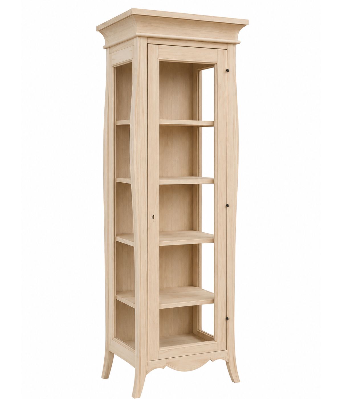 VETRINA CLASSICA BOMBATA 1 PORTA DX IN LEGNO GREZZO L.71 P.48 H.204 (3095)