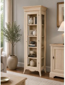 VETRINA CLASSICA BOMBATA 1 PORTA DX IN LEGNO GREZZO L.71 P.48 H.204 (3095)