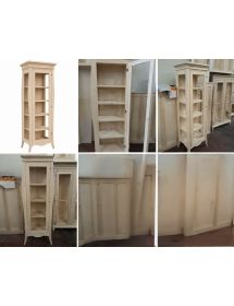 VETRINA CLASSICA BOMBATA 1 PORTA DX IN LEGNO GREZZO L.71 P.48 H.204 (3095)