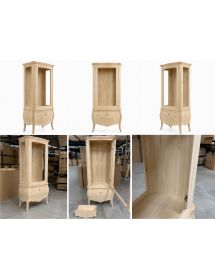 VETRINA IN LEGNO 1 CASSETTO 1 PORTA GREZZO L.88 P.46 H.205 (5006)