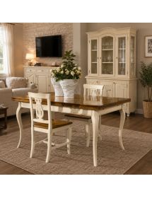 TAVOLO RETTANGOLARE IN LEGNO ALLUNGABILE 160X85 FINITURA BICOLORE