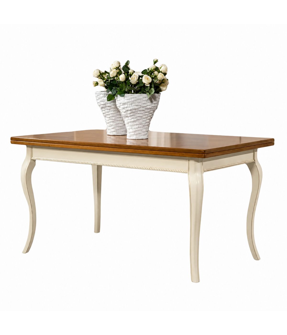 TAVOLO RETTANGOLARE IN LEGNO ALLUNGABILE 160X85 FINITURA BICOLORE