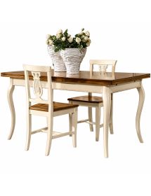 TAVOLO RETTANGOLARE IN LEGNO ALLUNGABILE 160X85 FINITURA BICOLORE