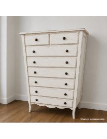 Cassettiera 8 cassetti in legno shabby vari colori 80x40X122 (1246)