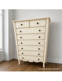 Cassettiera 8 cassetti in legno shabby vari colori 80x40X122 (1246)