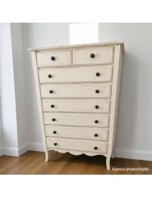 Cassettiera 8 cassetti in legno shabby vari colori 80x40X122 (1246)