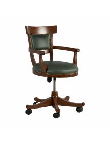 Poltrona girevole classica legno imbottita ecopelle vari colori 61x67x87
