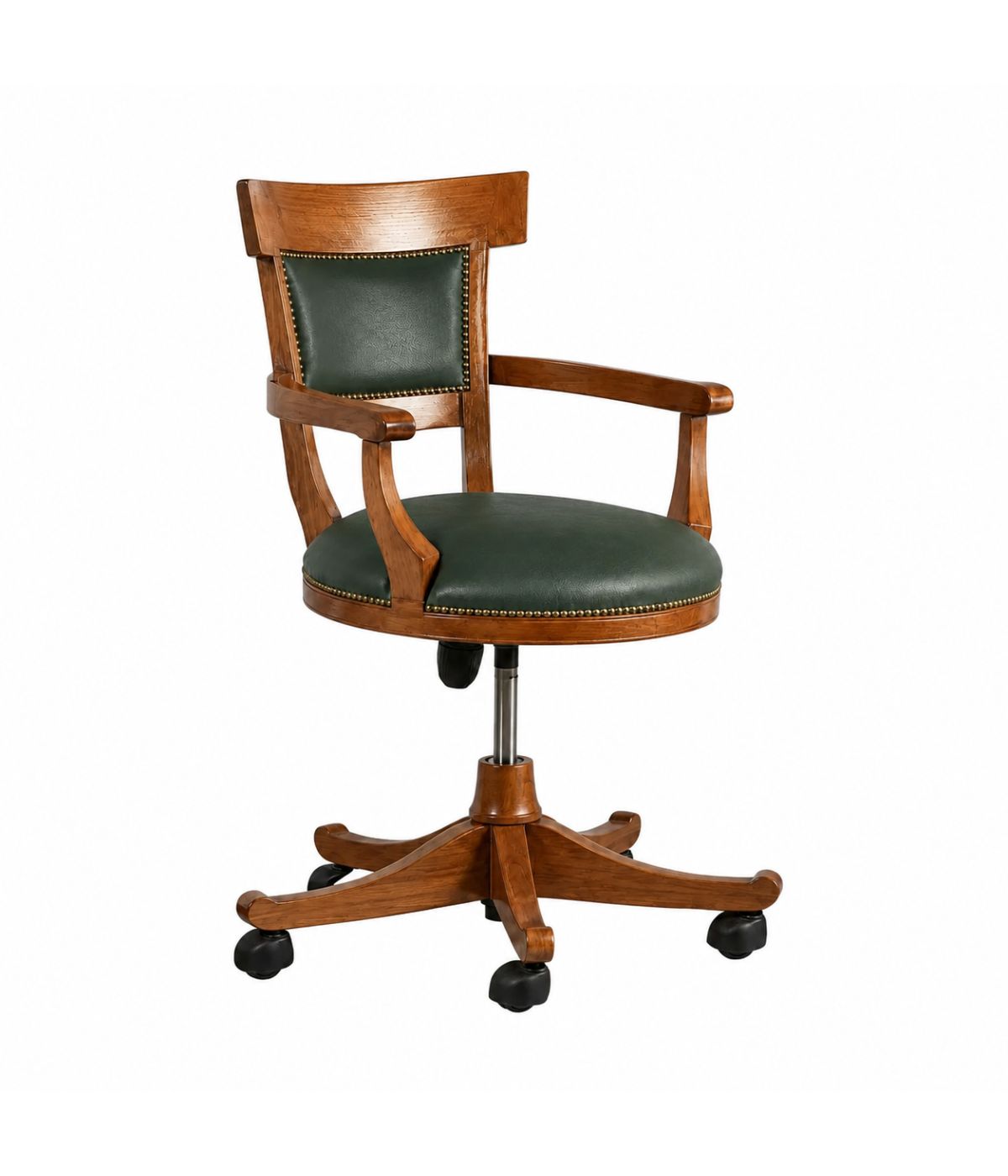 Poltrona girevole classica legno imbottita ecopelle vari colori 61x67x87