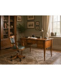 Poltrona girevole classica legno imbottita ecopelle vari colori 61x67x87