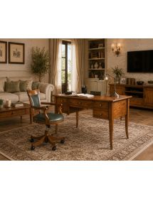 Poltrona girevole classica legno imbottita ecopelle vari colori 61x67x87