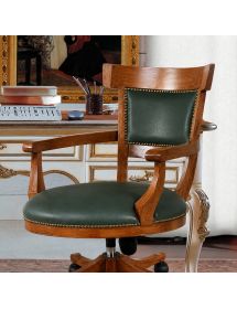 Poltrona girevole classica legno imbottita ecopelle vari colori 61x67x87