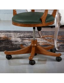 Poltrona girevole classica legno imbottita ecopelle vari colori 61x67x87