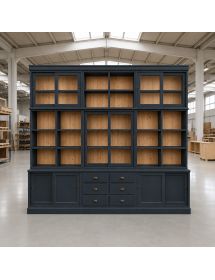 libreria parete attrezzata contemporanea legno abete bicolore 285x46x255