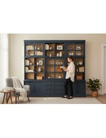 libreria parete attrezzata contemporanea legno abete bicolore 285x46x255