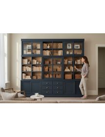 libreria parete attrezzata contemporanea legno abete bicolore 285x46x255