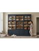 libreria parete attrezzata contemporanea legno abete bicolore 285x46x255