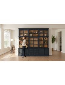 libreria parete attrezzata contemporanea legno abete bicolore 285x46x255