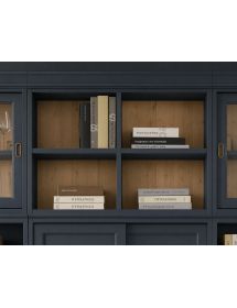 libreria parete attrezzata contemporanea legno abete bicolore 285x46x255