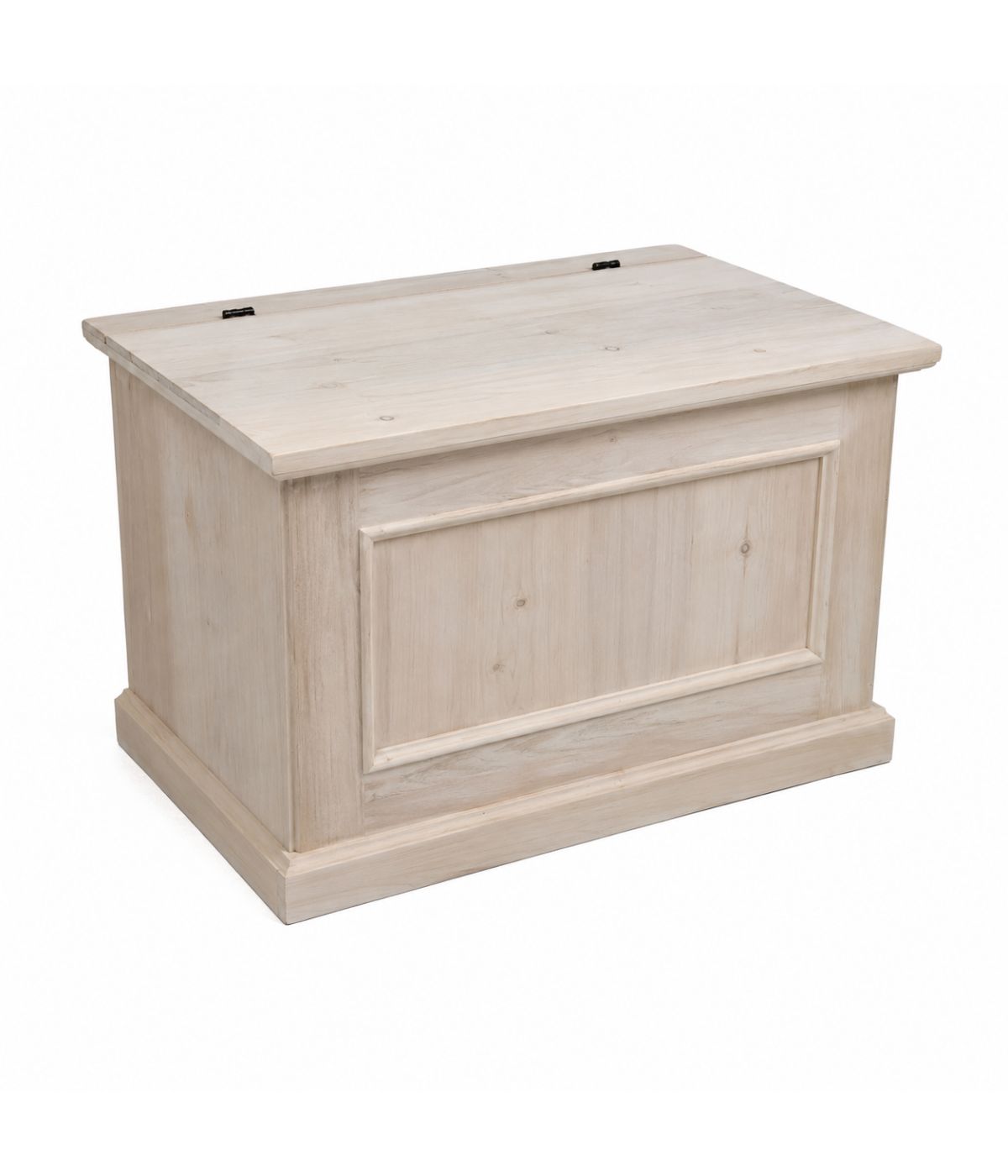 CASSAPANCA ARTE POVERA CON RUOTE IN LEGNO GREZZA L.78 P.47 H.51 (2133)