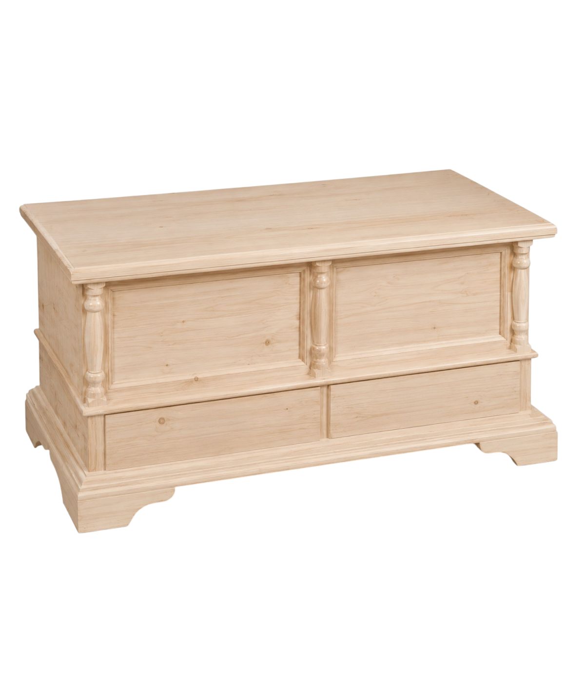 CASSAPANCA LEGNO 2 CASSETTI CON COLONNE GREZZO 120x46x51 (5006)