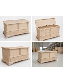 CASSAPANCA LEGNO 2 CASSETTI CON COLONNE GREZZO 120x46x51 (5006)
