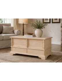 CASSAPANCA LEGNO 2 CASSETTI CON COLONNE GREZZO 120x46x51 (5006)