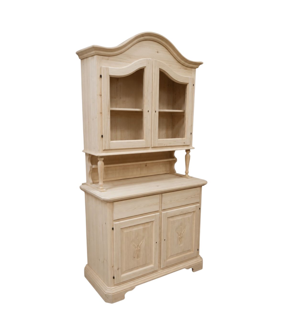 CRISTALLIERA CLASSICA IN LEGNO 2 ANTE CAPPELLO SAGOMATO GREZZO l.114 p.49 h.215 (2139+2140)