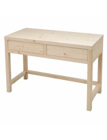 SCRIVANIA 2 CASSETTI IN LEGNO MASSELLO ABETE GREZZO L.110 P.55 H.80 (3319)
