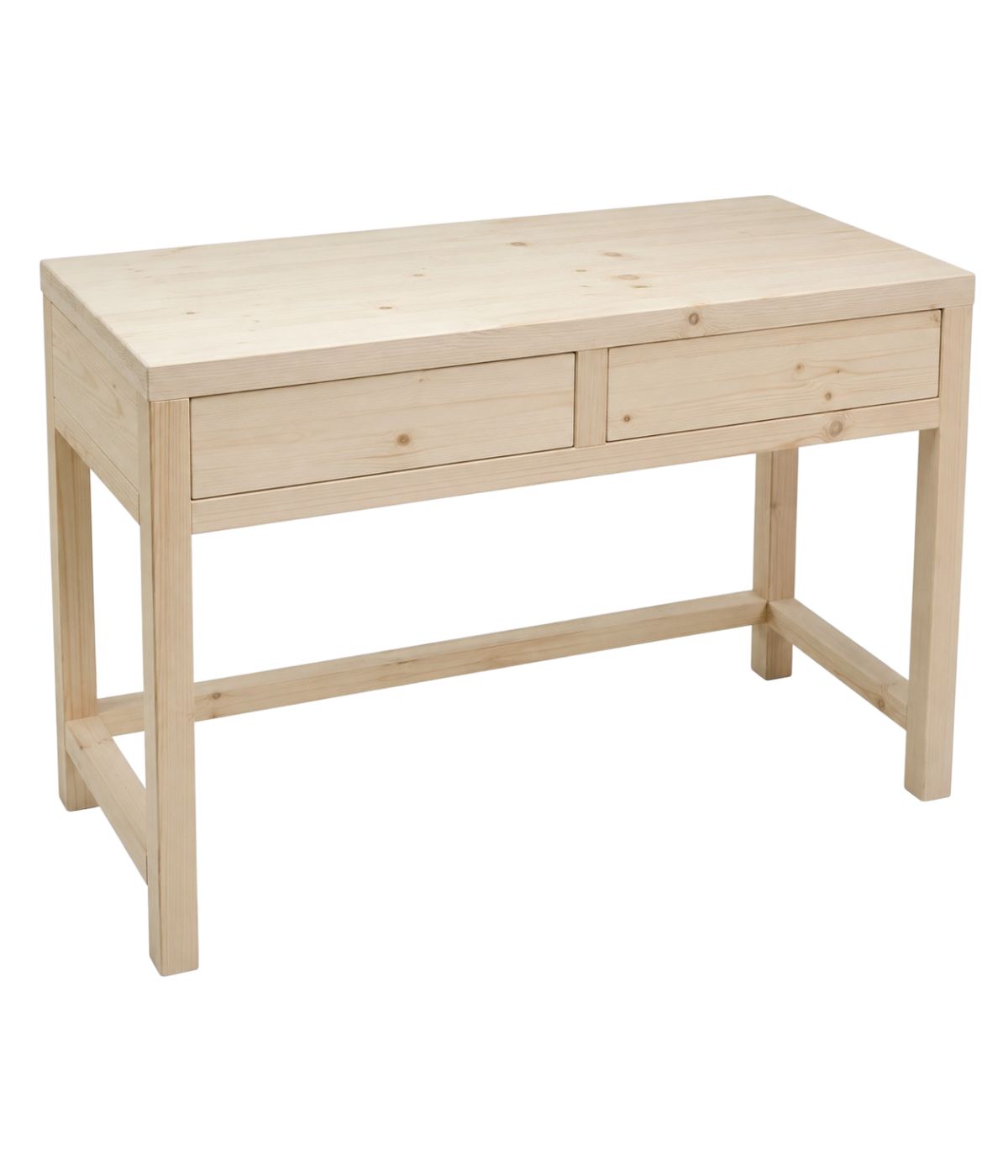 SCRIVANIA 2 CASSETTI IN LEGNO MASSELLO ABETE GREZZO L.110 P.55 H.80 (3319)