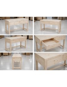 SCRIVANIA 2 CASSETTI IN LEGNO MASSELLO ABETE GREZZO L.110 P.55 H.80...