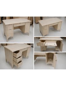 Scrivania 3 cassetti 1 porta arte povera grezzo 130x75x80 (2129)